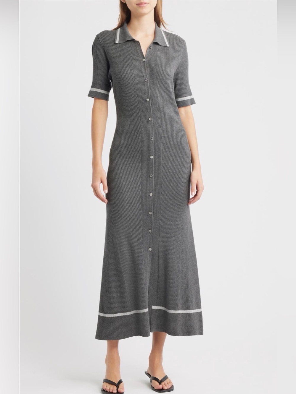 RAG & BONE
Kassy Tipped Midi Polo Dress 

Color: Charcoal